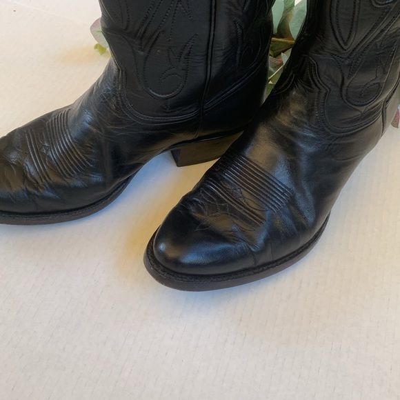 Black Jack Men’s Ranch Hand Almond Toe Leather Boots in Black - Picture 7 of 11